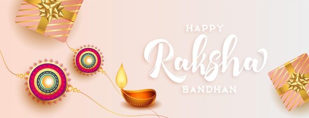 Happy raksha bandhan beautiful traditional banner design