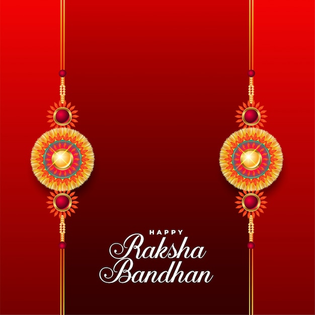 Happy raksha bandhan red background with two rakhi