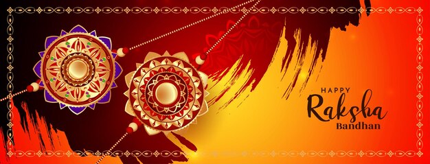 Happy Raksha Bandhan traditional festival celebration banner design