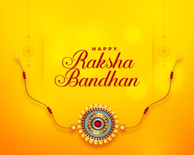 Happy raksha bandhan yellow greeting card design