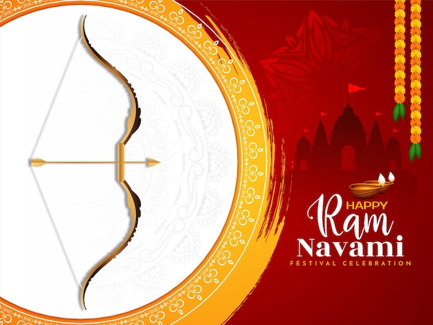 Free Vector happy ram navami cultural hindu festival wishes celebration card vector