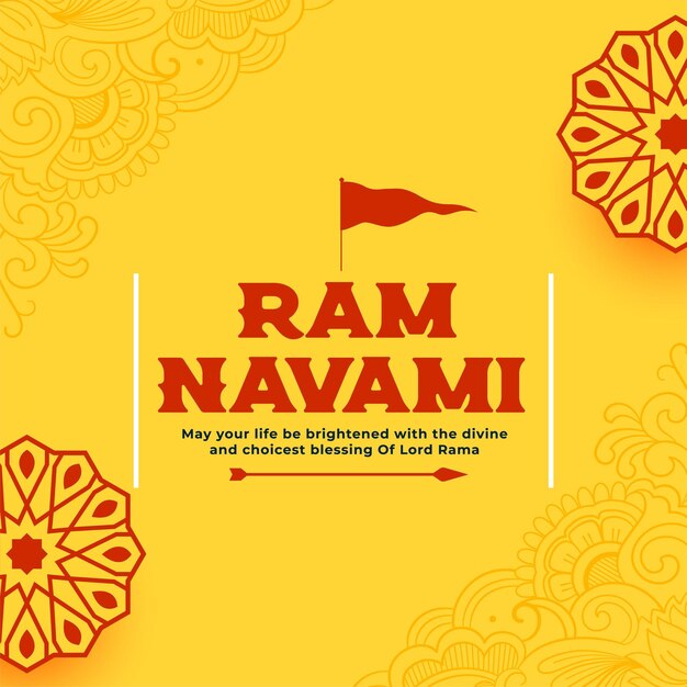 Happy ram navami festival yellow blessings card design