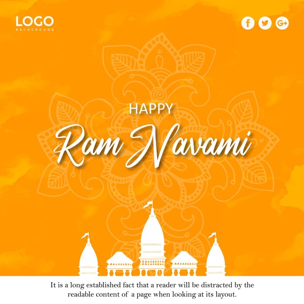 Happy Ram Navami Greetings Yellow Orange Background Indian Hinduism Festival Social Media Banner Free Vector