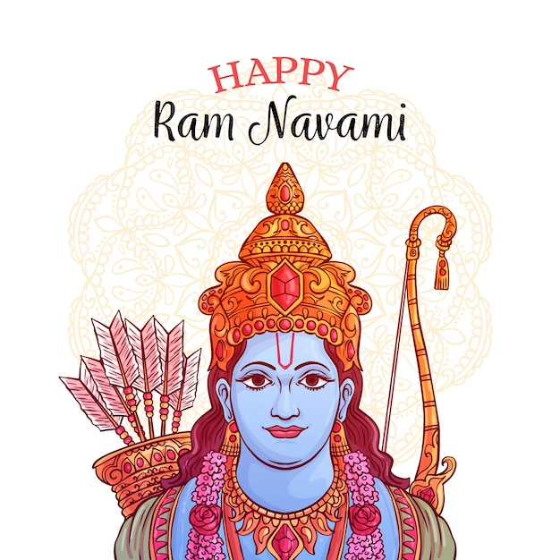 Happy ram navami hand drawn