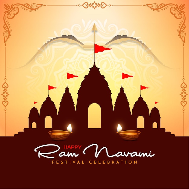 Happy Ram Navami religious Indian festival beautiful background vector