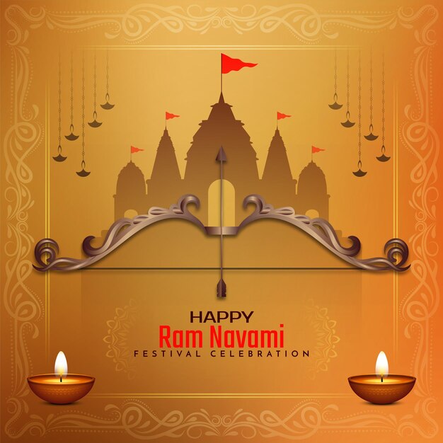 Happy Ram Navami traditional festival celebration background vector