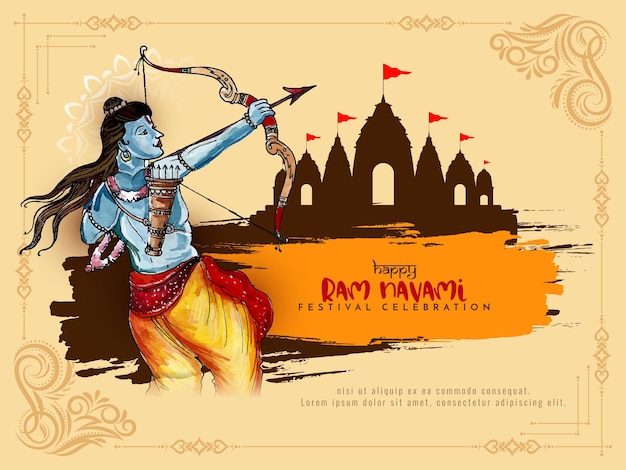 Happy Ram navami traditional Indian festival celebration card design