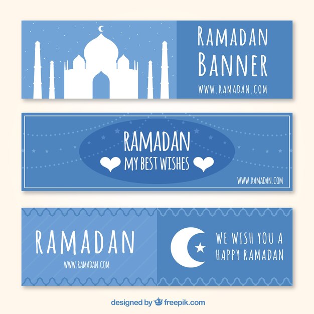 Happy ramadan blue banners