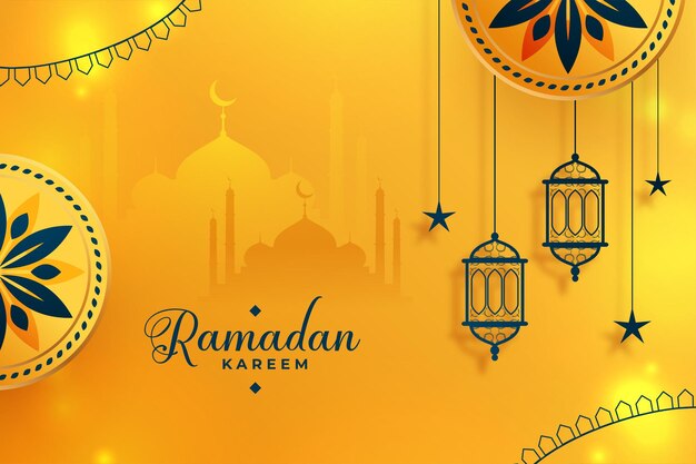 Happy ramadan kareem season golden decorative arabesque background