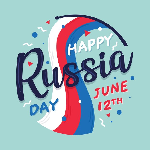 Happy russia day lettering with flag