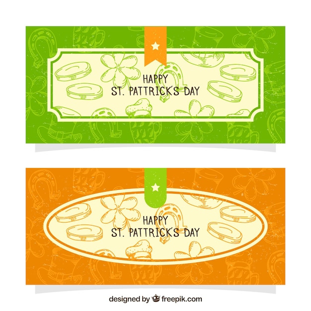 Free vector happy saint patrick's day sketch banners