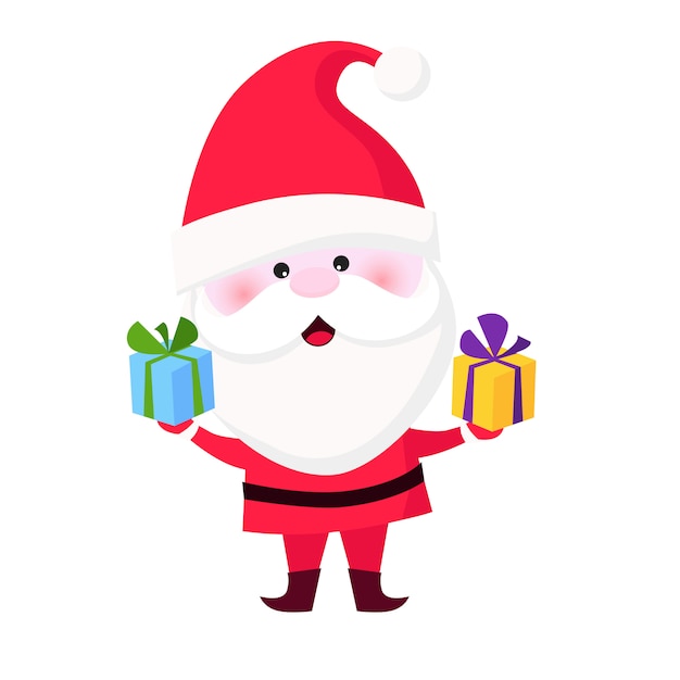 Happy Santa Claus giving Christmas gifts