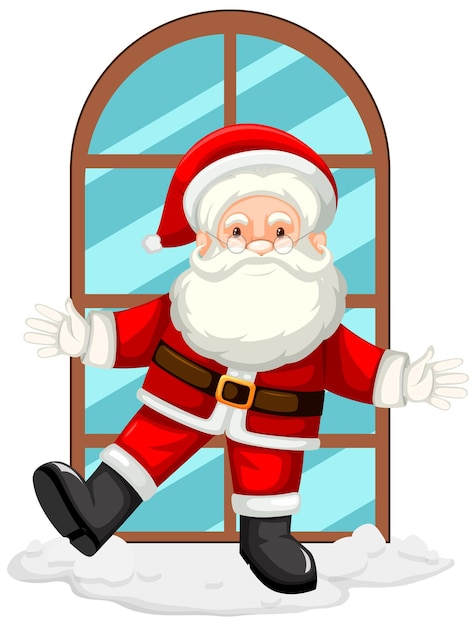 Free Vector happy santa standing by the window