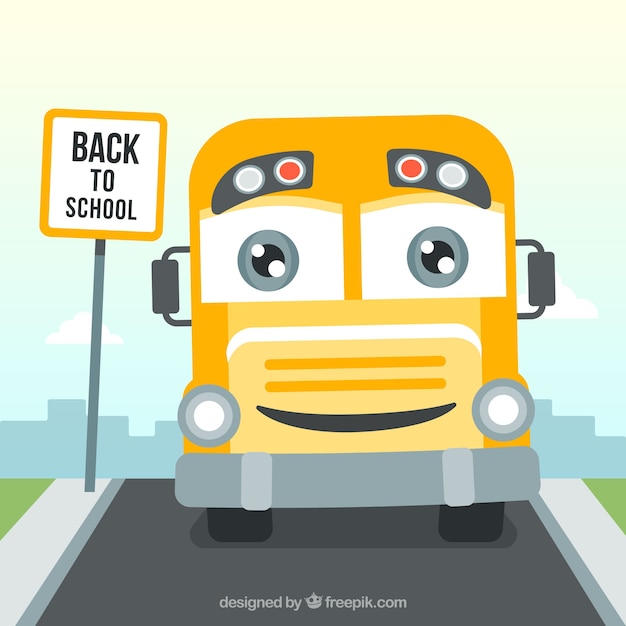 Happy school bus background