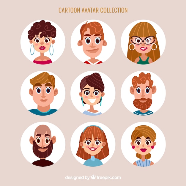 Happy set of cartoon avatars