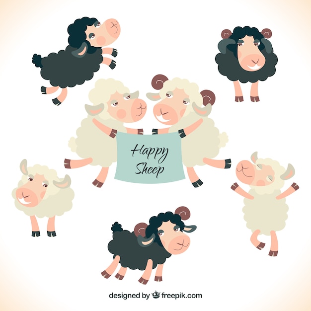 Free Vector happy sheeps illustration