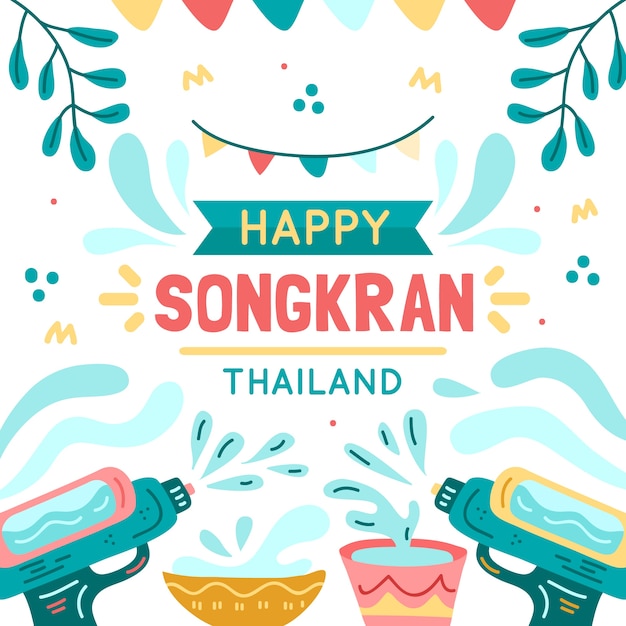 Happy songkran with water guns