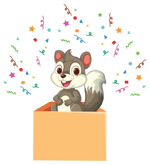 Free Vector happy squirrel in a box