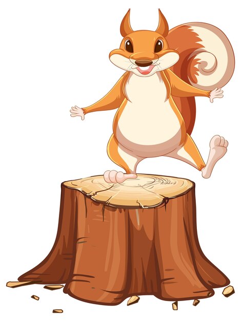 Happy squirrel on stump