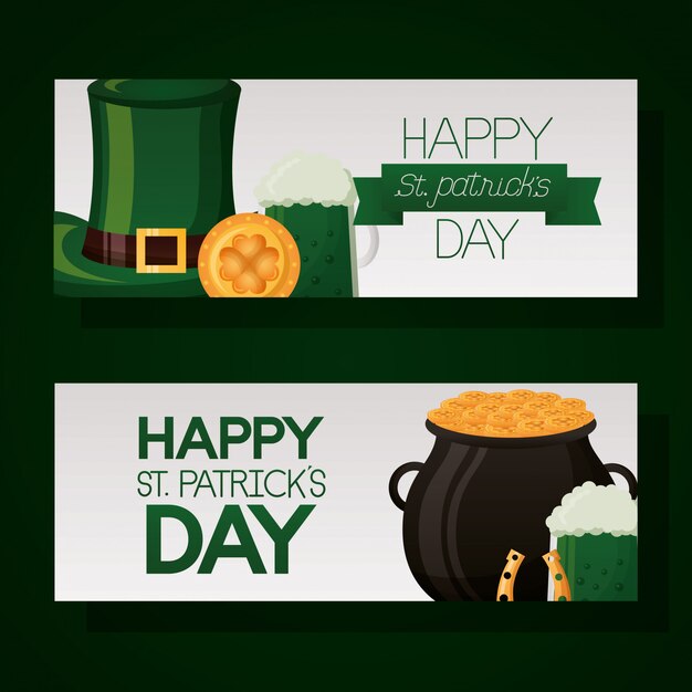 Happy st patricks day banner set