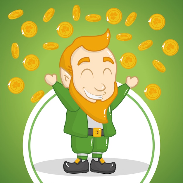 Happy st patricks day, leprechaun with coins