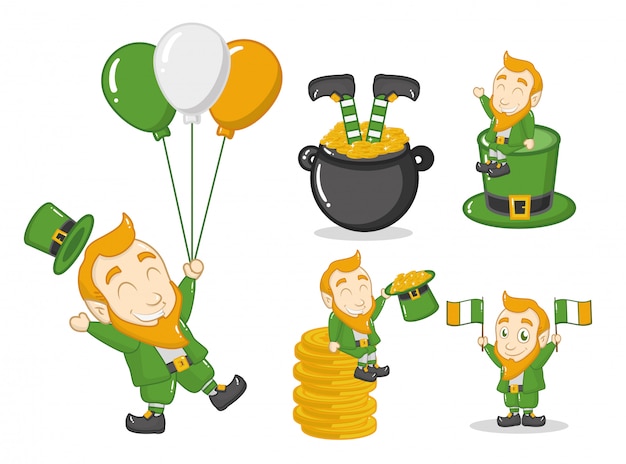 Happy st patricks day, leprechaun with irish objects