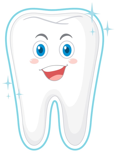 Happy strong tooth in gum on white background