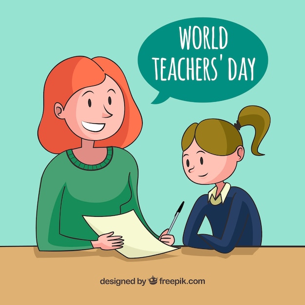 Happy teacher's day, a girl learning