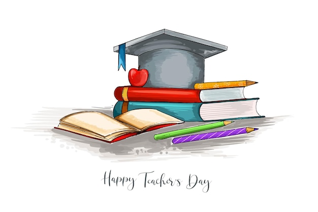 Free Vector happy teachers day composition card illustration design