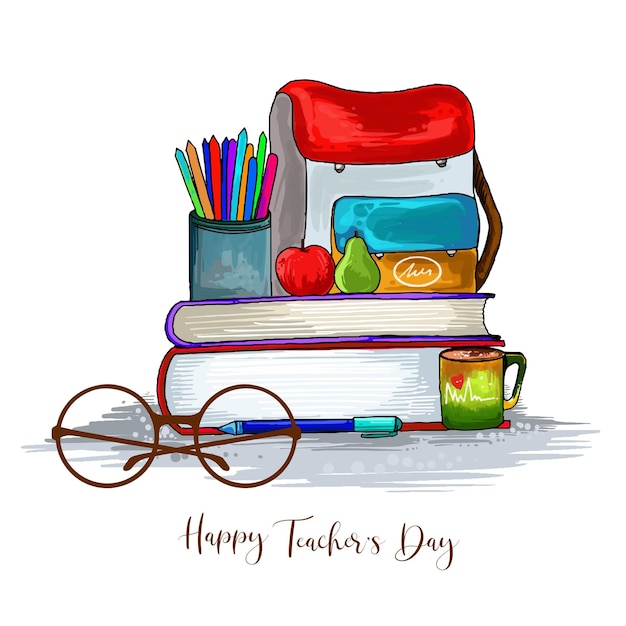 Free Vector happy teachers day composition card on white background