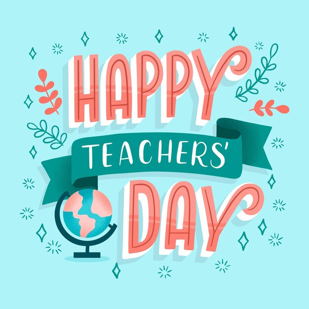 Happy teachers day lettering design