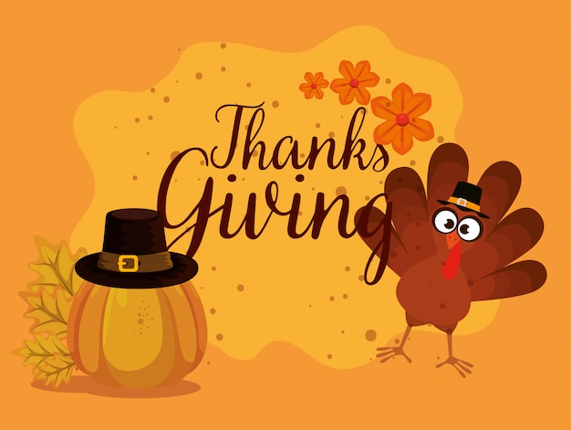 Happy thanks giving card with turkey