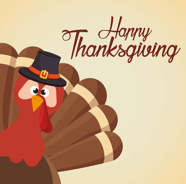 Free vector happy thanksgiving day card funny turkey