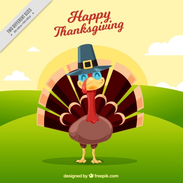 Free vector happy thanksgiving day with a smiling turkey