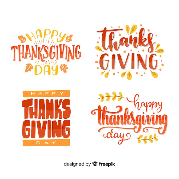 Happy thanksgiving lettering badges collection