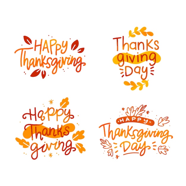 Free vector happy thanksgiving lettering badges collection