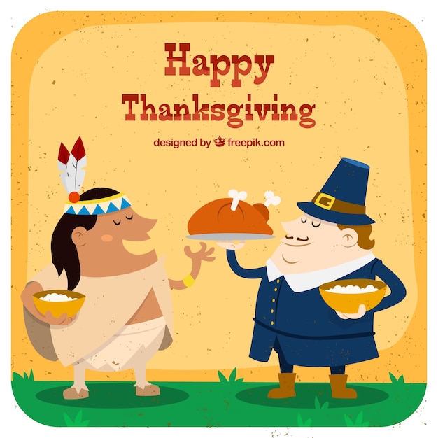 Free Vector happy thanksgivng characters