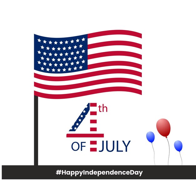 Happy USA Independence Day Blue Red White Background Social Media Design Banner Free Vector