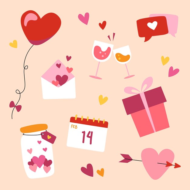 Happy valentine flat illustration design set