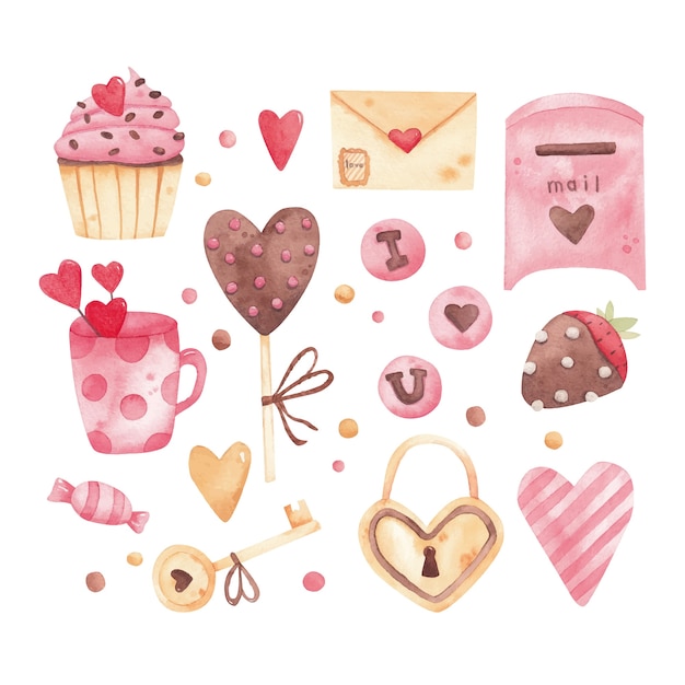 Happy valentine items collection