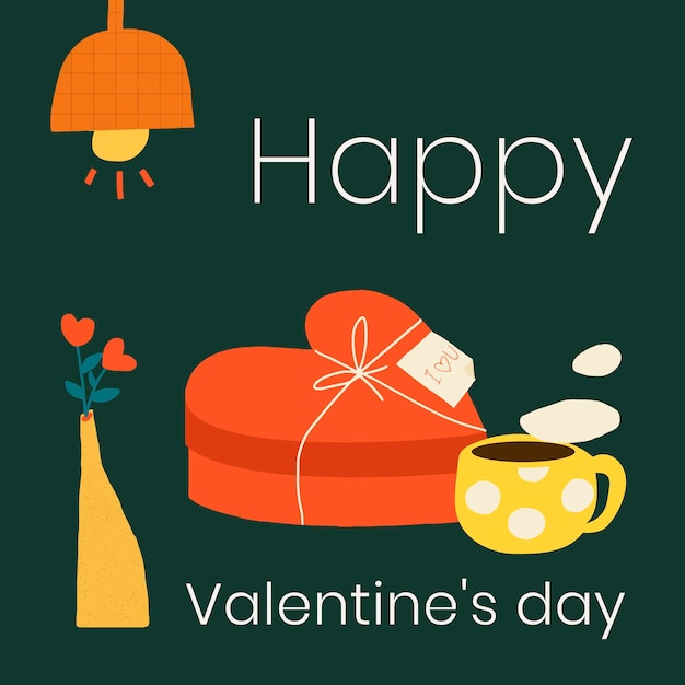 Free Vector happy valentine&rsquo;s day template, romantic post for instagram vector