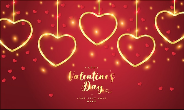 Happy Valentine's Day Background with Golden Hearts