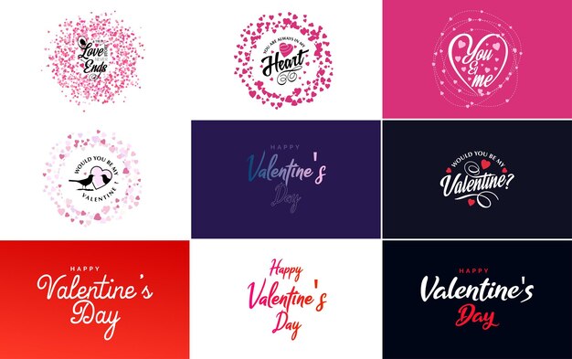 Happy Valentine's Day banner template with a romantic theme and a pink and red color scheme