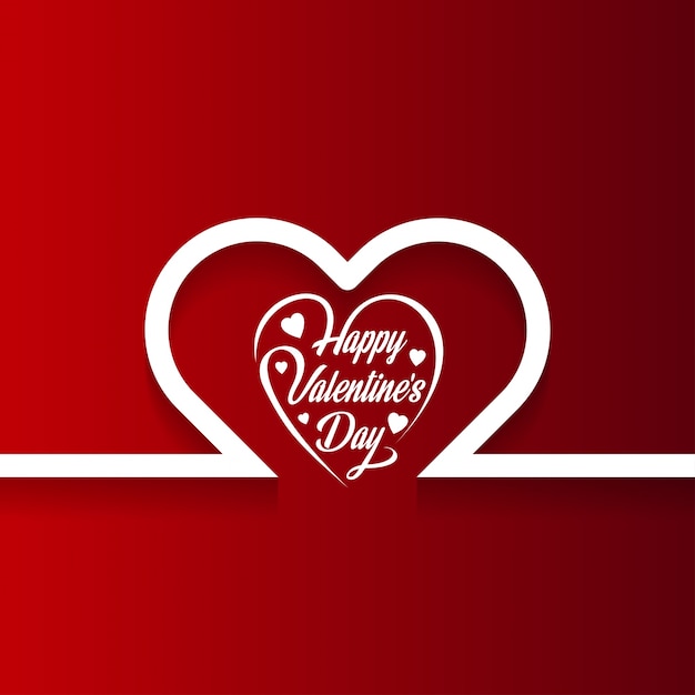 Happy Valentine's day card with hearts and red background 