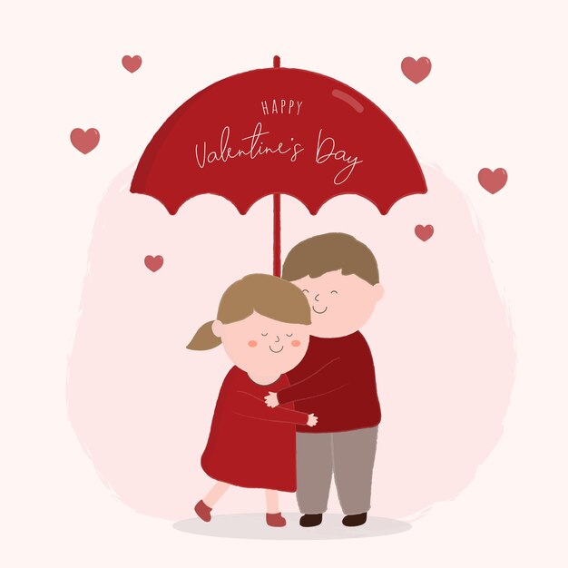 Free Vector happy valentine's day festival concept with tiny character.