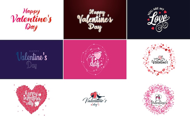 Happy Valentine's Day greeting card template with a romantic theme and a red and pink color scheme