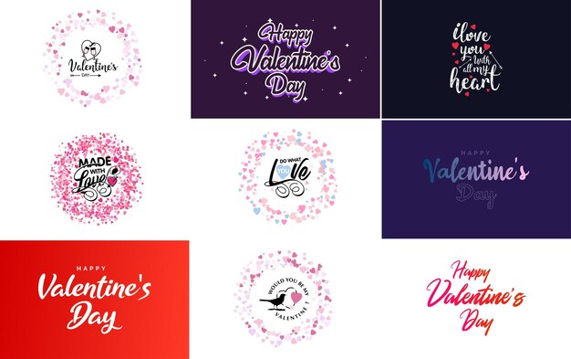 Happy Valentine's Day greeting card template with a romantic theme and a red and pink color scheme