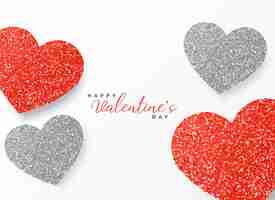 Free vector happy valentine's day greeting template glitter design in red and gray color