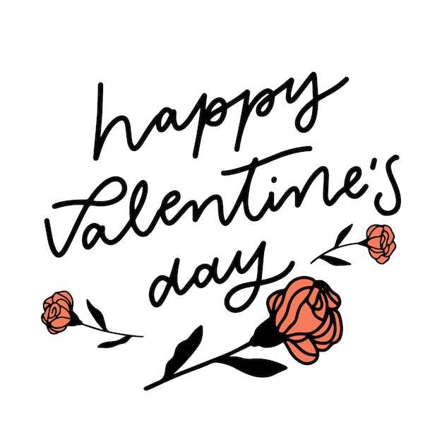 Free Vector happy valentine's day lettering with roses