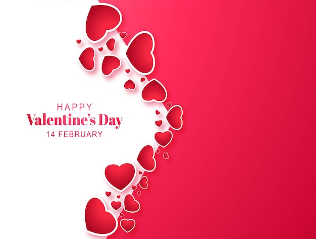 Happy Valentine's Day Red Colors Postcard Celebration Background